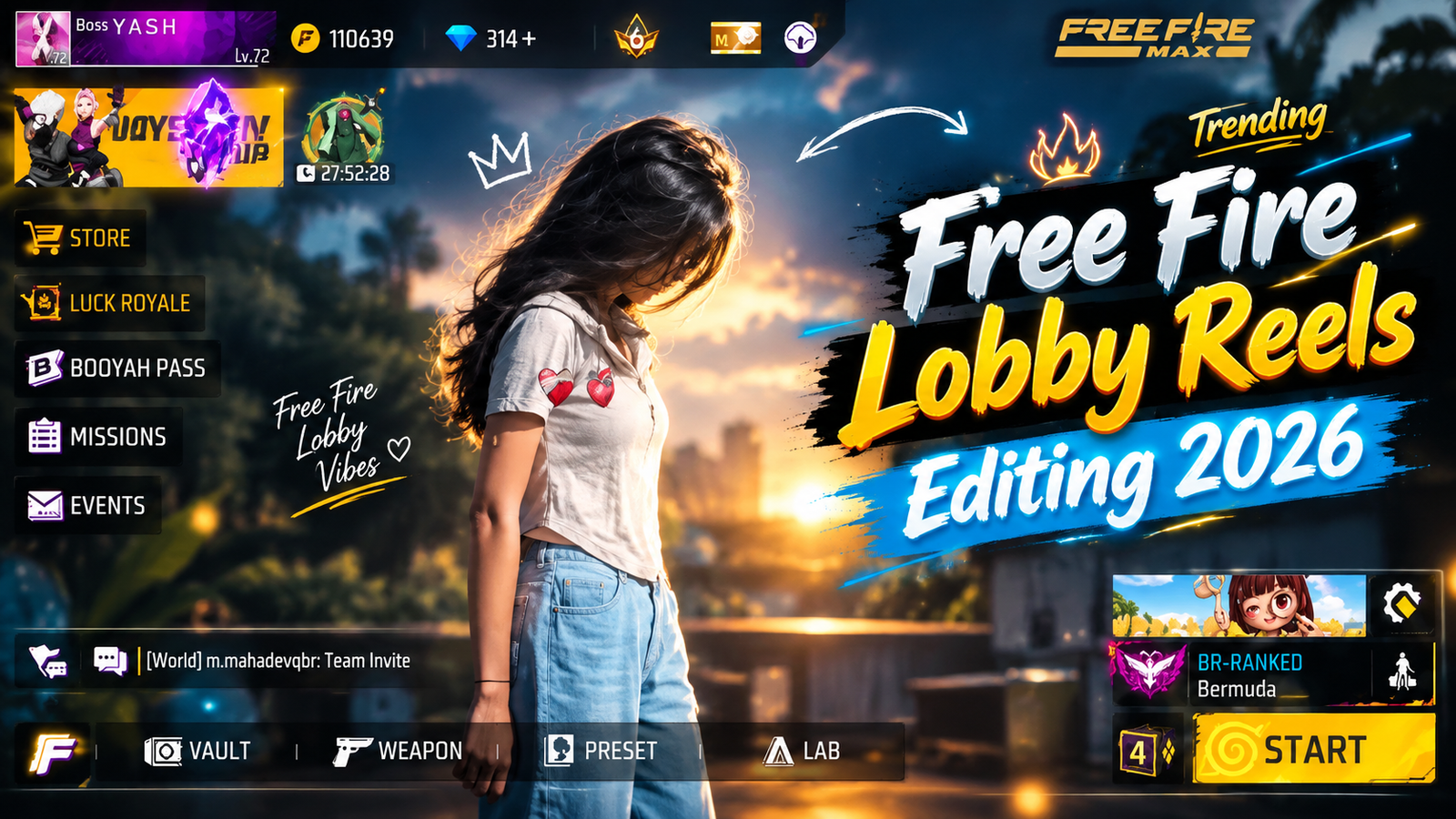Trending Free Fire Lobby Reels Editing 2026
