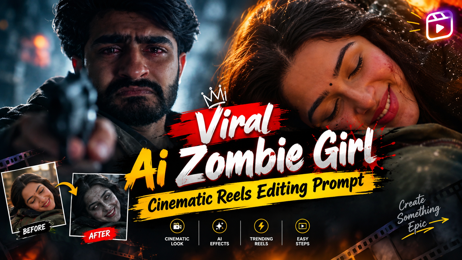 Viral Ai Zombie Girl Cinematic Reels Editing Prompt